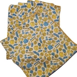 Vtg set of 6 MCM Mushroom vegetables table linens Napkins